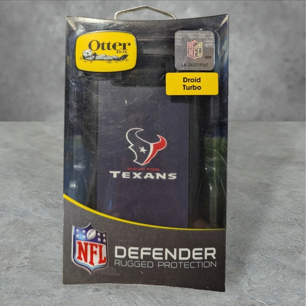 Y4. Otterbox Defender Droid Turbo Case Houston Texans (Missing Screen Protector)